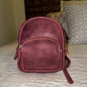 Roots Genuine Leather Mini Backpack in Wine